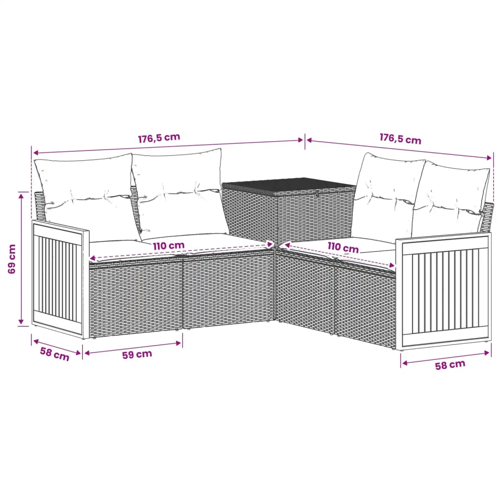 Set di divani 5 pz Beige e Grigio Chiaro 3447969