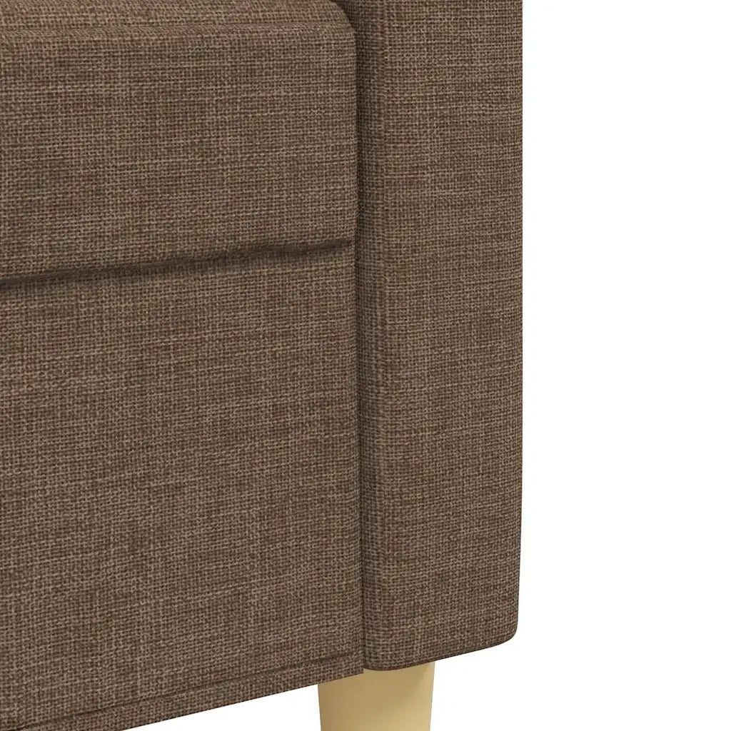 Set di Divani 3 pz con Poggiapiedi Marrone in Tessuto