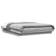 Letto matrimoniale | Letto per adulti | Giroletto Luci LED Grigio Sonoma 140x200 cm Legno Multistrato