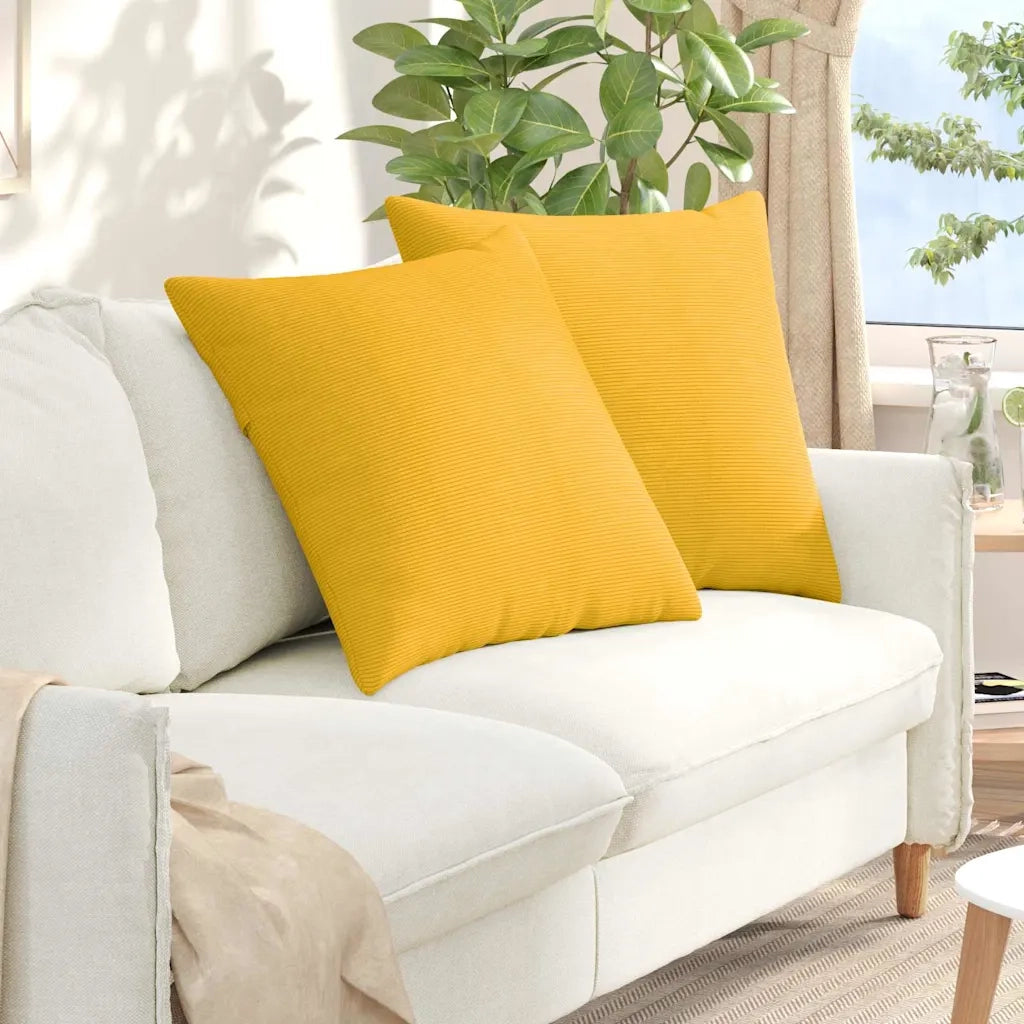Cuscini da Divano 2 pz-Set di 2 Cuscini per Sofa Giallo Chiaro 80 x 80 cm