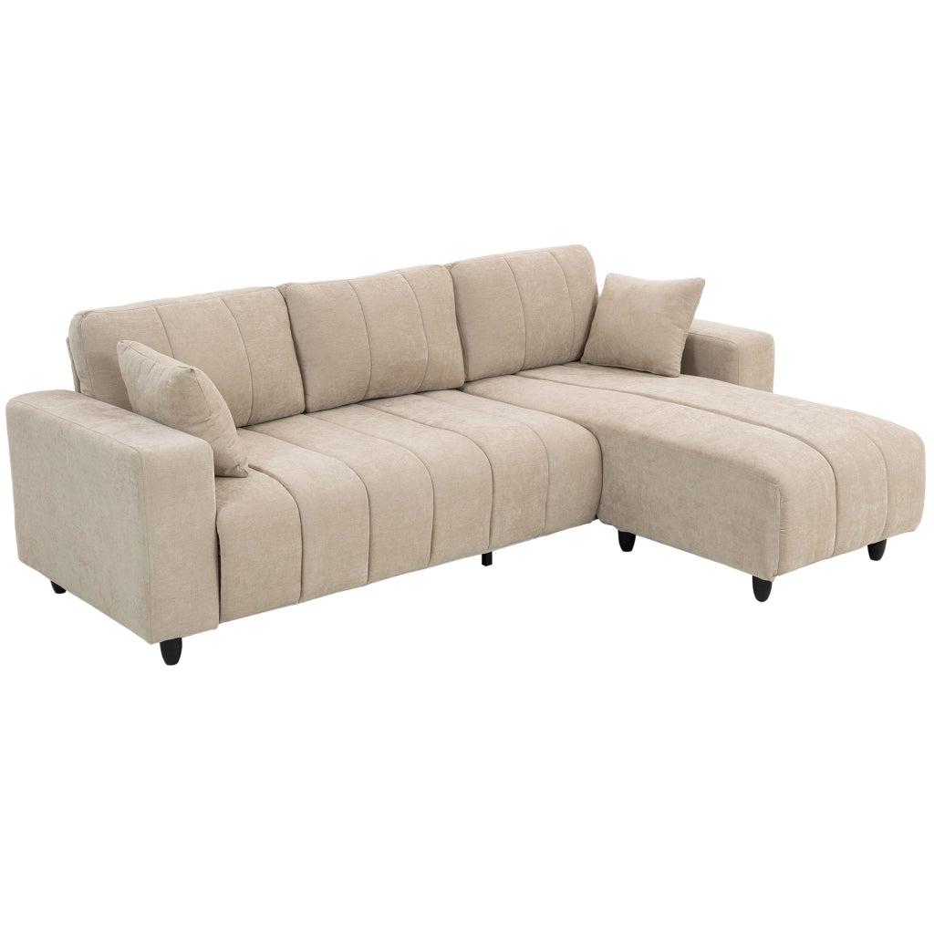 Divano angolare 3 posti con chaise longue ¨C Minimal ¨C beige 242x156x87cm