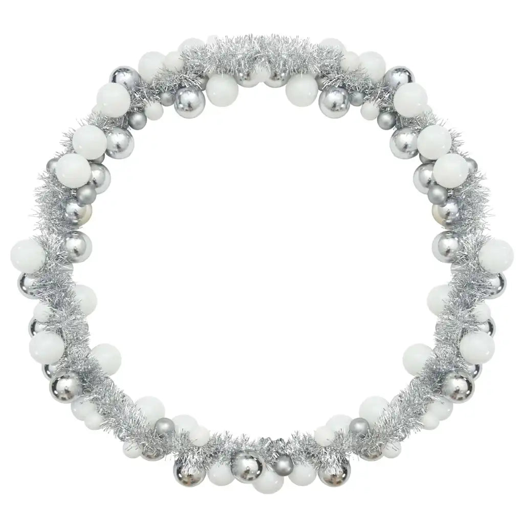 Ghirlanda di Palline di Natale Bianco e Argento 186 cm 42019696