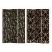 Paravento stampa 3 ante nero decori oro cm 120,6x2,5h180