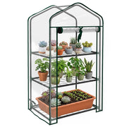 Serra da Giardino con 3 Ripiani e Porta a Cerniera ¨C zephmum ¨C Trasparente 59x39x127 cm