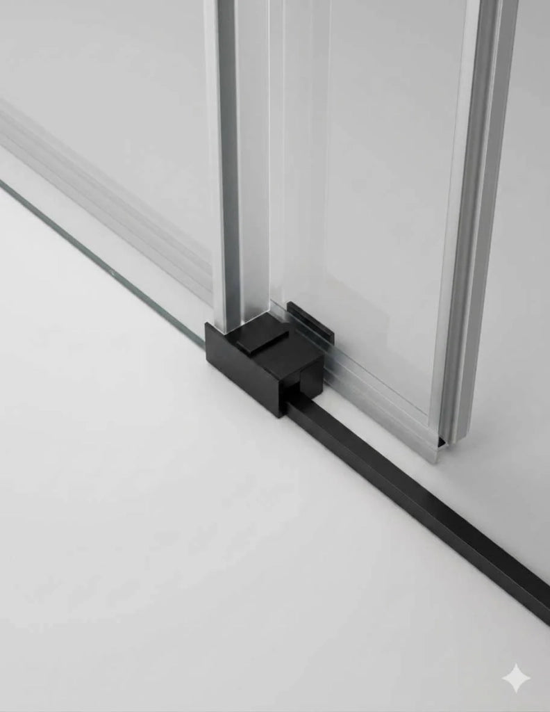 Box doccia THALASSA (BASIC) 1+1 con lato fisso laterale 155x70 cm Nero vetro trasparente