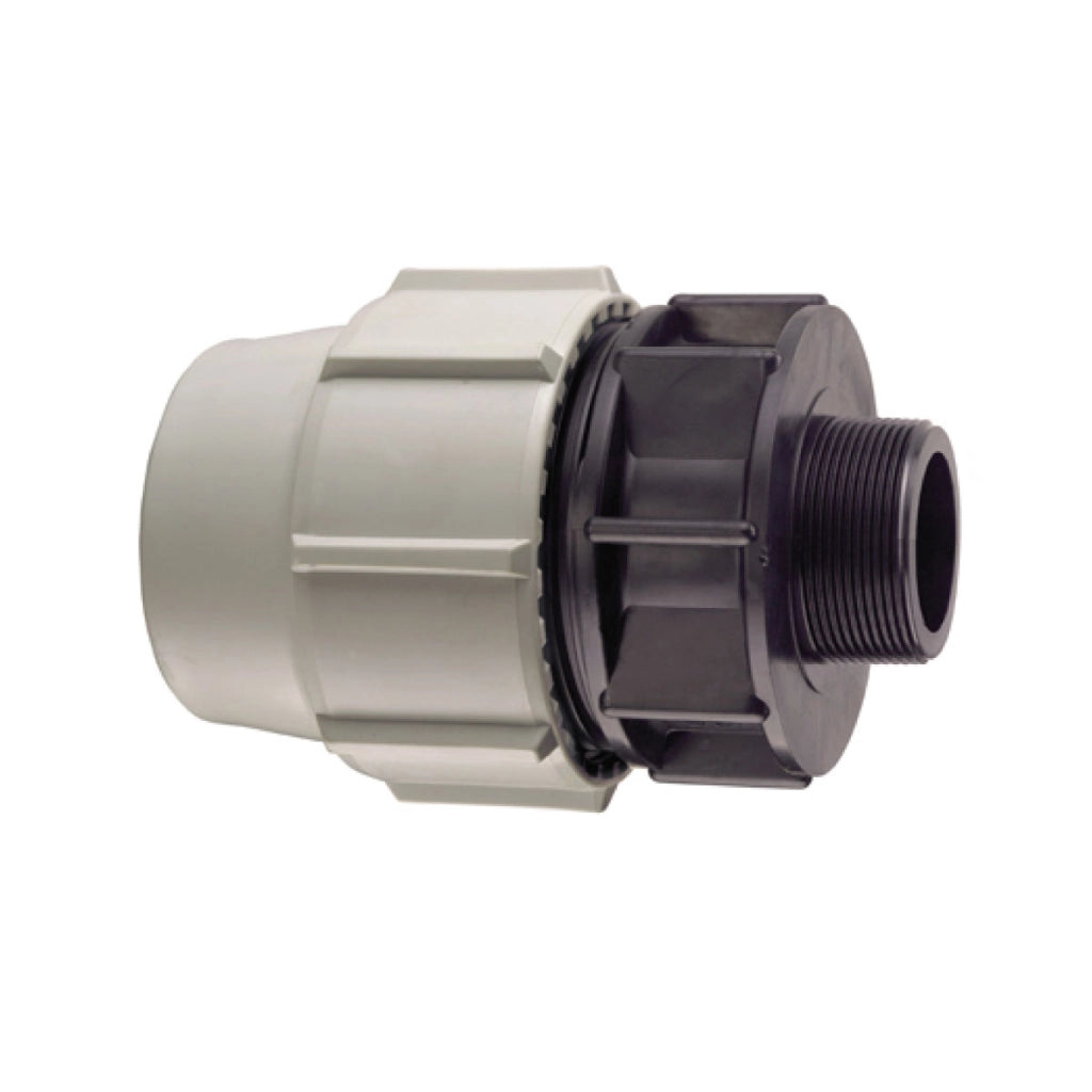 RACCORDO DIRITTO A COMPRESSIONE MASCHIO FEMMINA IN POLIPROPILENE SERIE 7020  BIANCO E NERO PLASSON - Ø63X2 PN16  - PSN