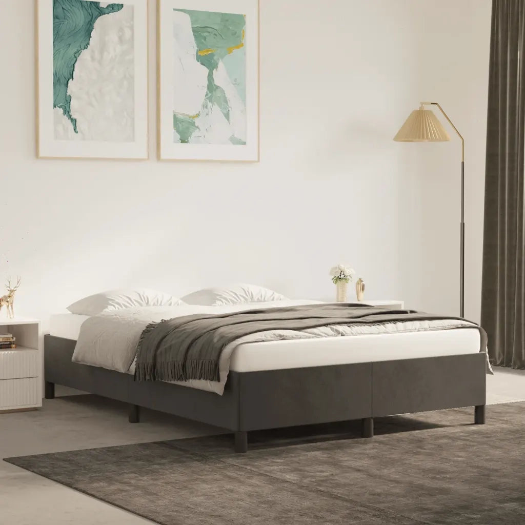 Giroletto senza Materasso Grigio Scuro 140x190 cm Velluto 347319