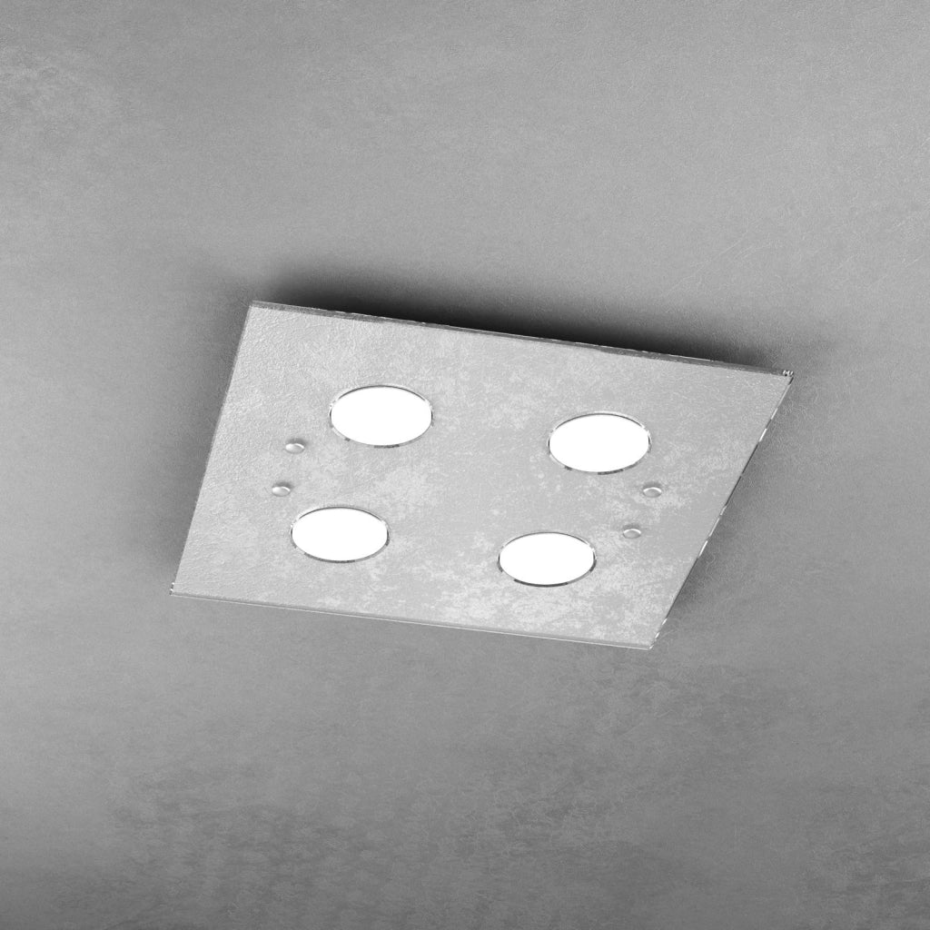 PATH PLAFONIERA 4 LUCI QUADRA FOGLIA ARGENTO 1141-PL4-FA