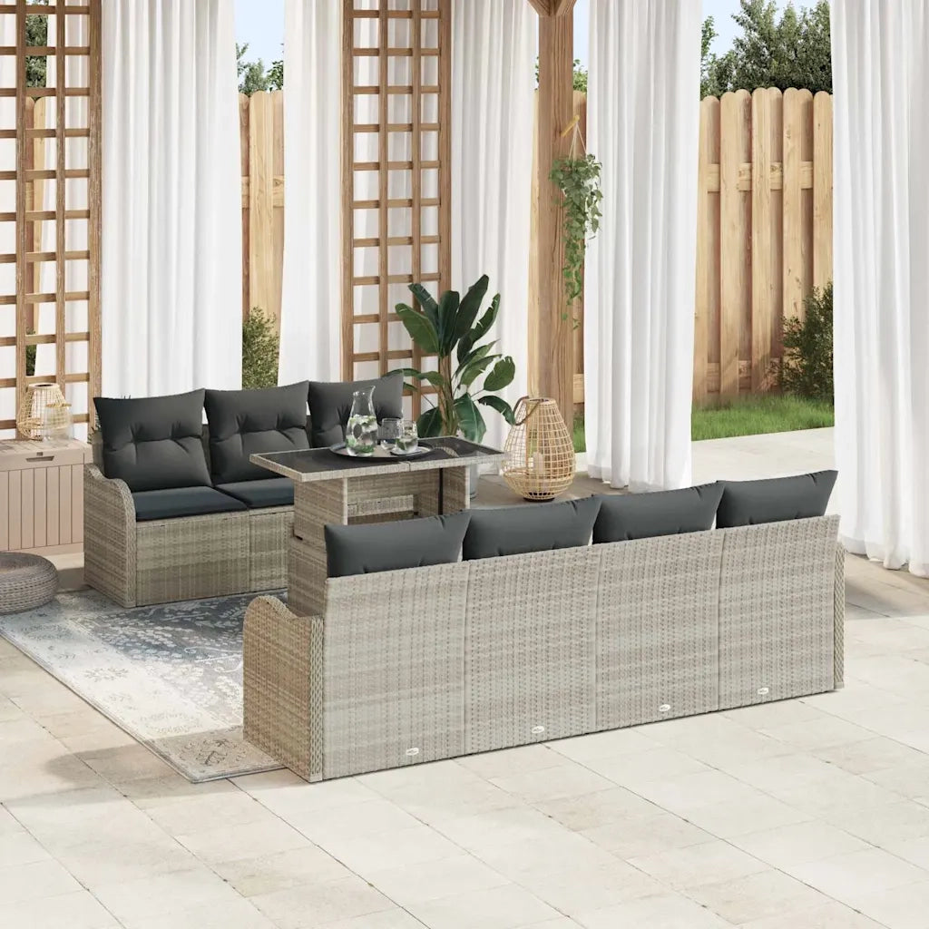 Set Divano da Giardino con cuscino 8 pcs Grigio chiaro 3357145