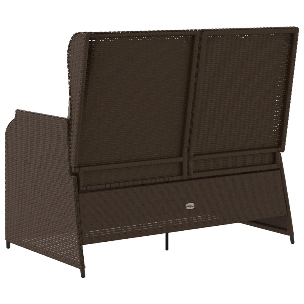 Panchina da giardino con cuscino Nero e Bianco Crema polyrattan 3394441