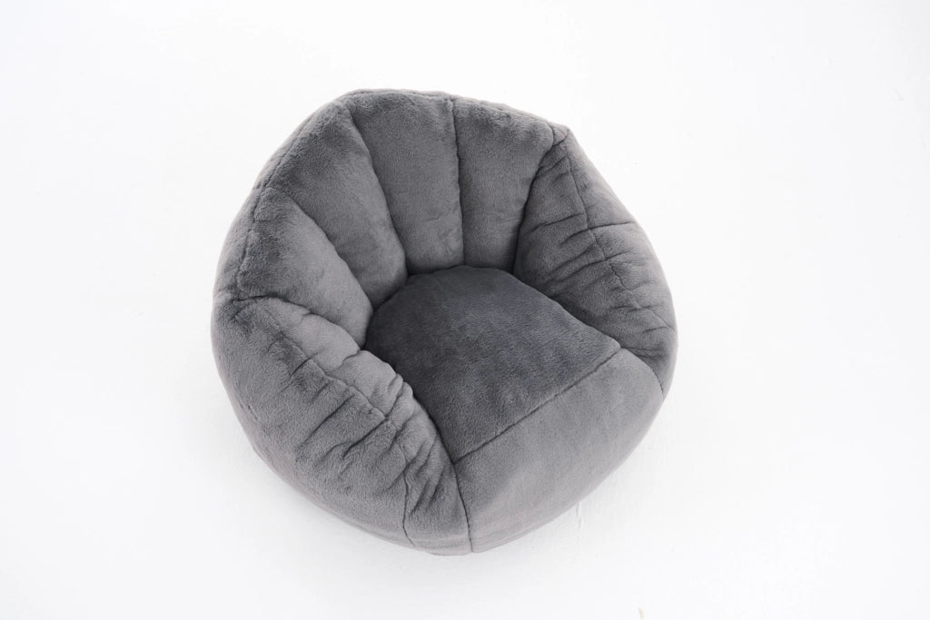 Poltrona pouf con forma ergonomica e rivestimento in peluche per cameretta in poliestere - grigio