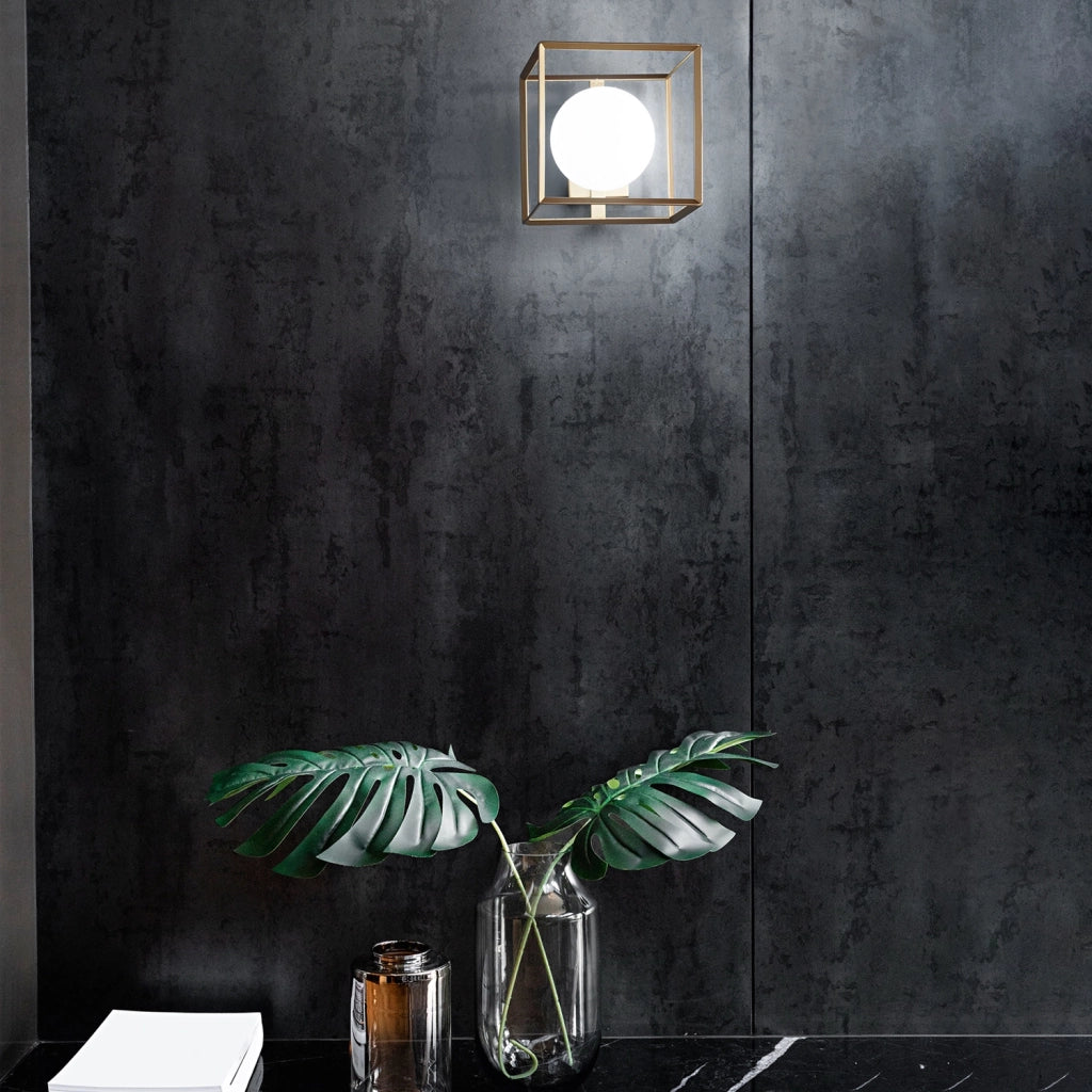 Applique Contemporanea Cube Metallo Oro 1 Luce G9