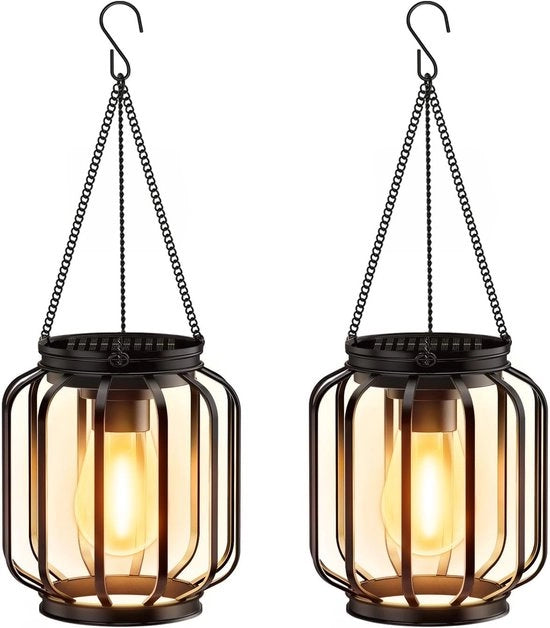 Set di 2 Lampade Esterne in Metallo Nero IP65