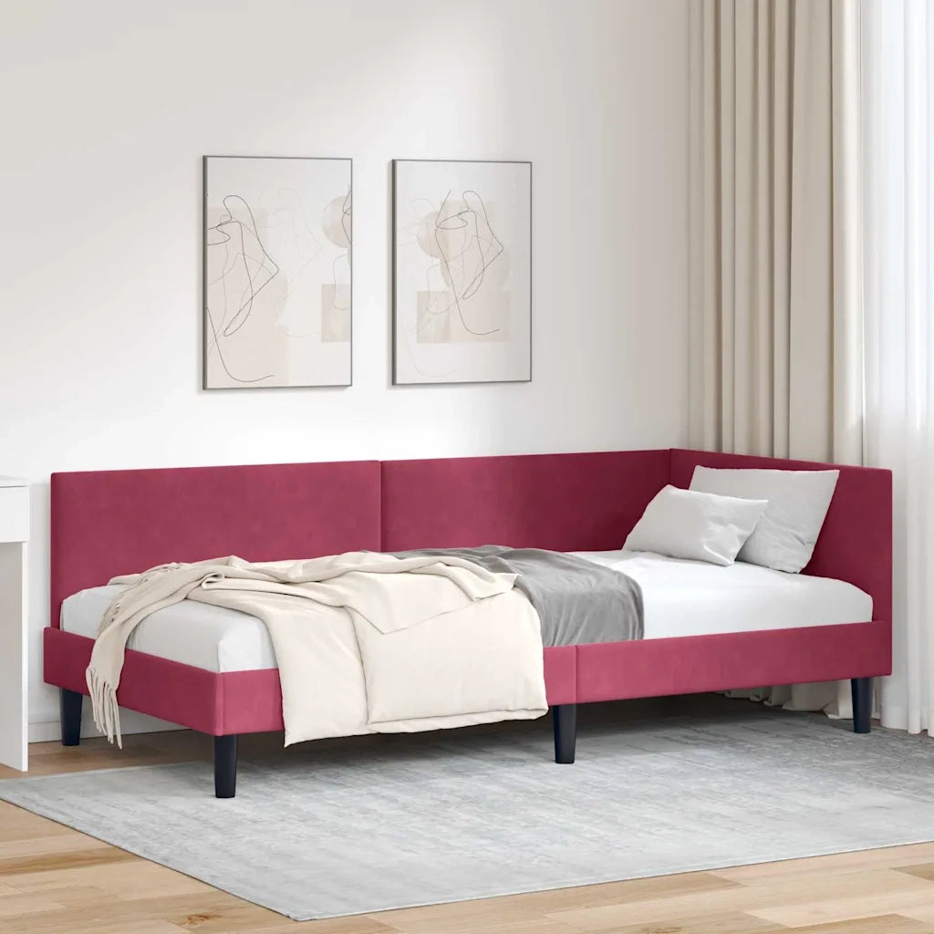 Cornice del letto ad angolo Rosso Vino 80 cm x 200 cm Velluto 42016210