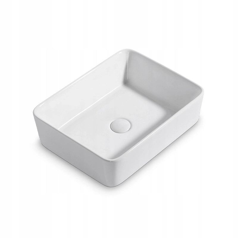Lavabo da appoggio in ceramica, bianco, rettangolare, 49x38 cm