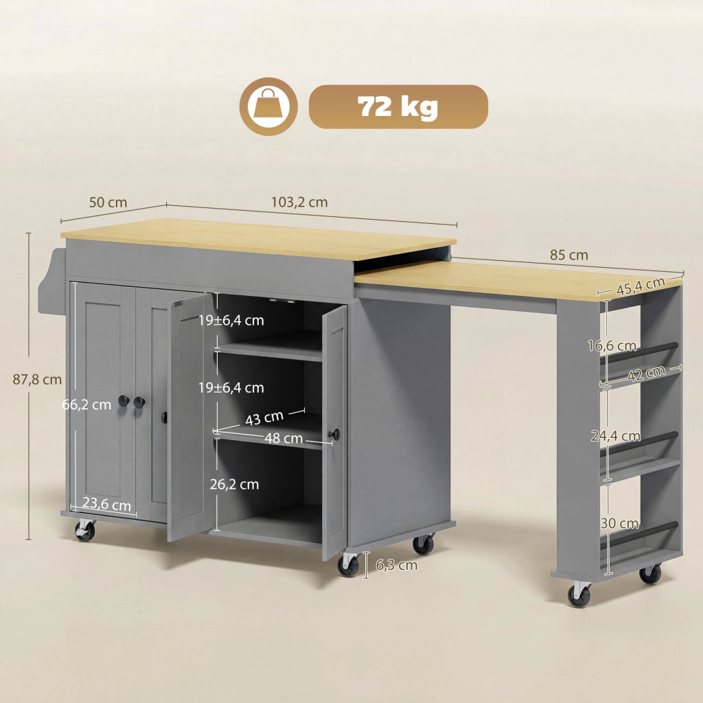 Isola Cucina con Ruote ¨C Minimal ¨C Grigio