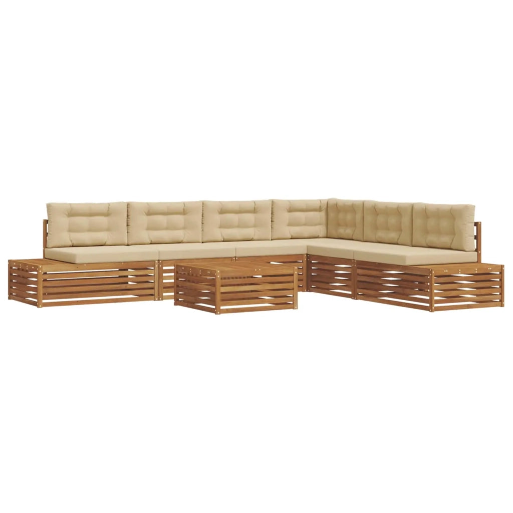 Set di divani da esterno con cuscino 7 Pezzo Naturale e Beige 3374108