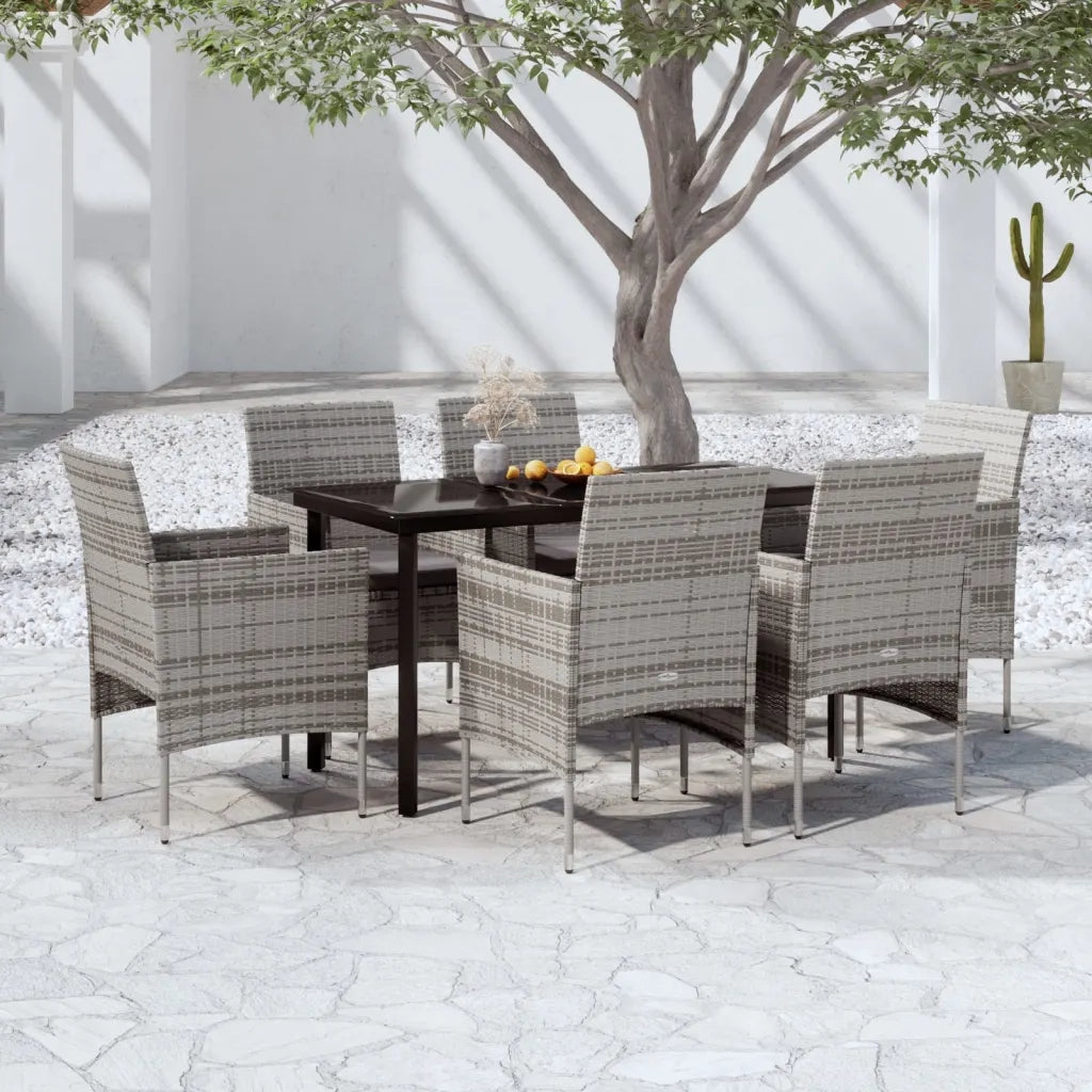 Set da Pranzo da Giardino 7 pz con Cuscini Grigio e Nero 3099290