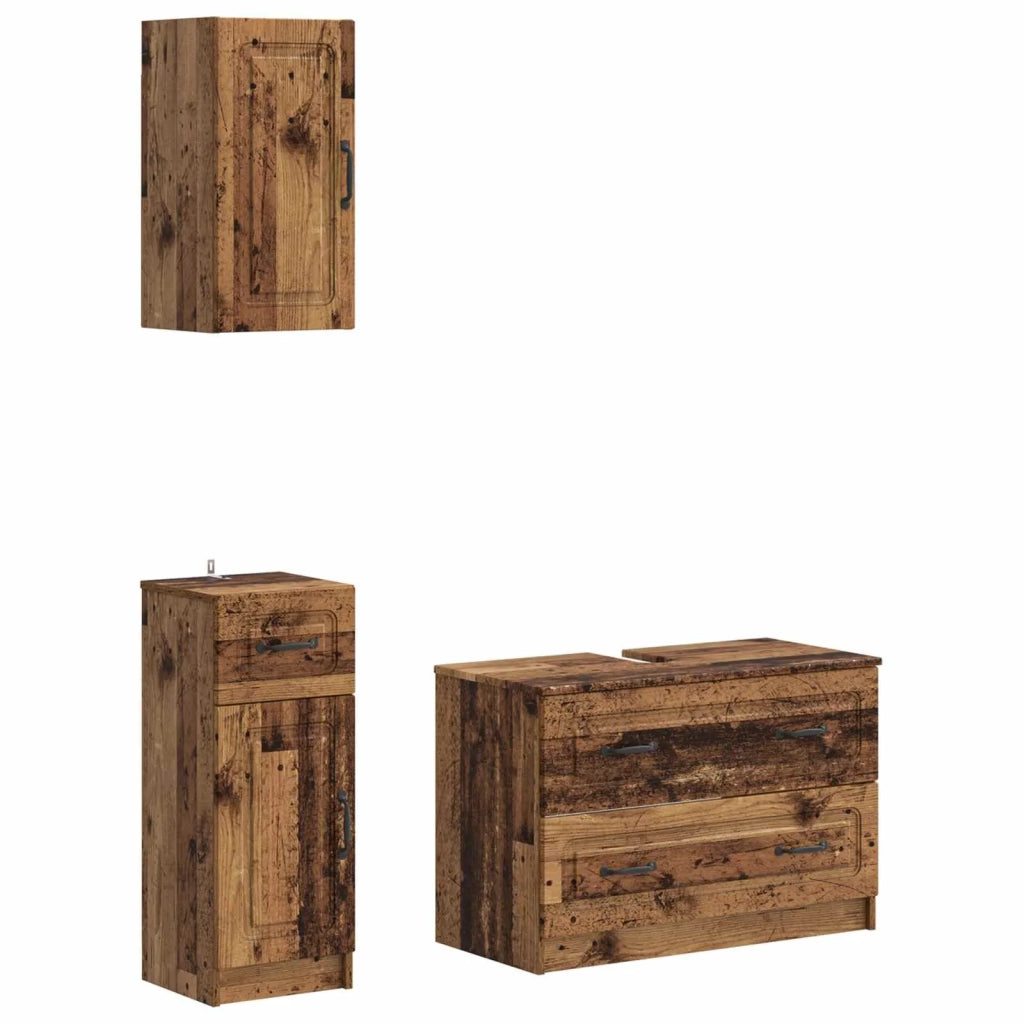 Set di armadietti da bagno in 3 pezzi UTRECHT Legno antico 3417817