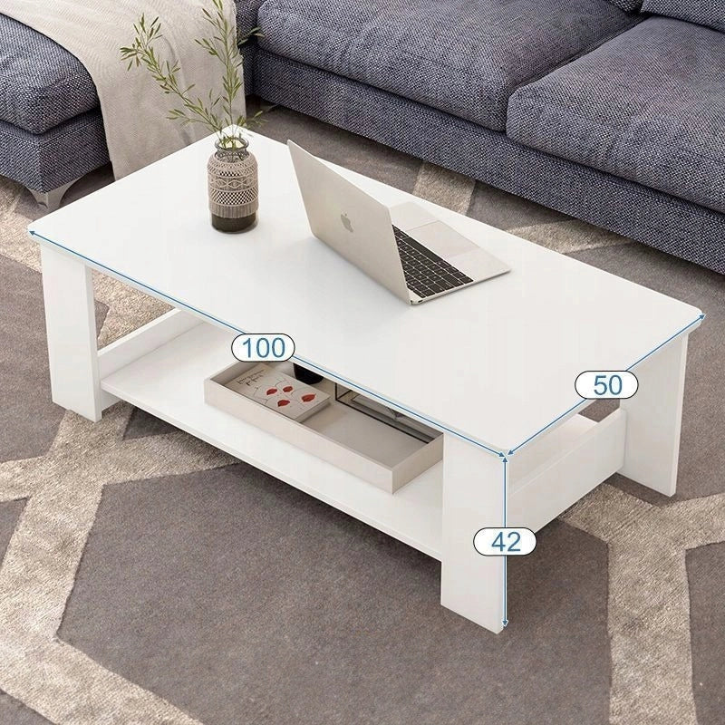 Tavolino bianco moderno con ripiano, salotto, loft, grande 100 cm