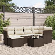 Set Divani da Giardino 7 pz con Cuscini Marrone in Polyrattan 3249802