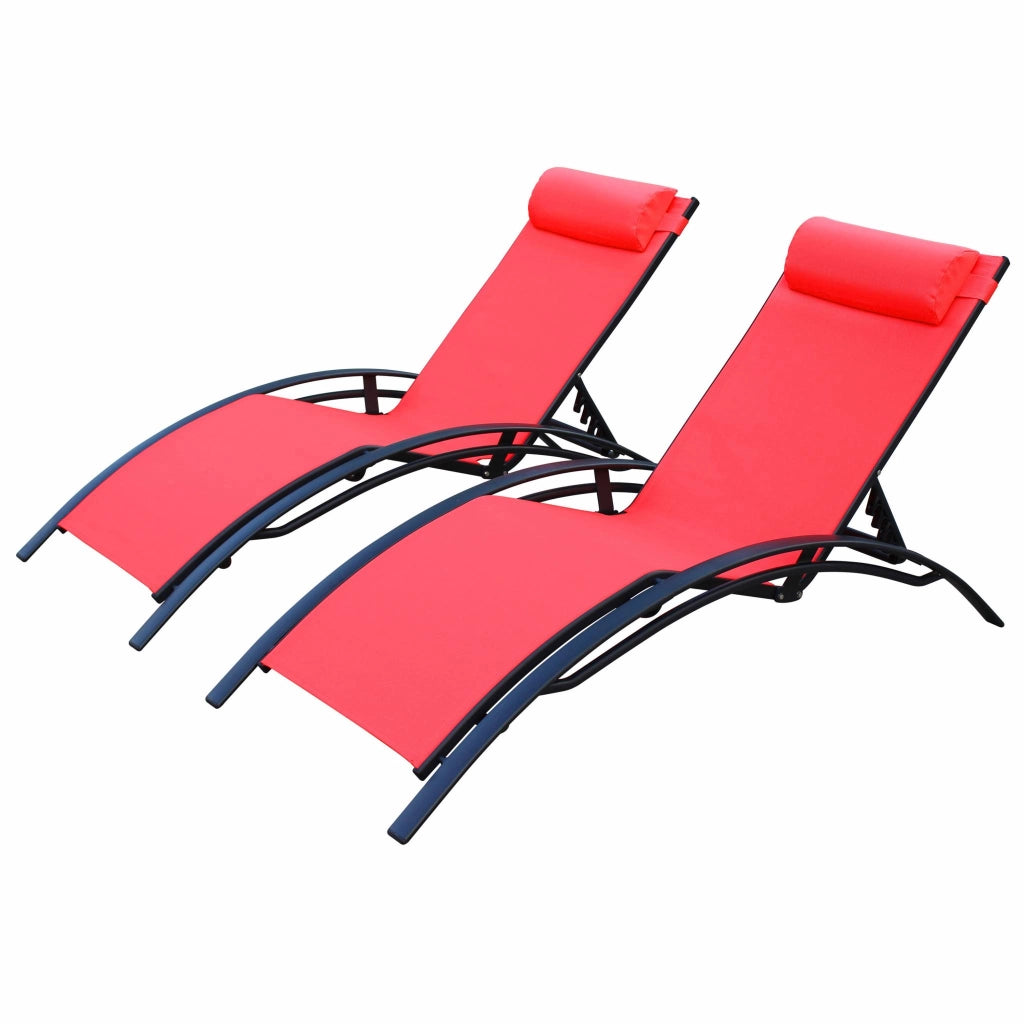 Set 2 lettini prendisole in alluminio textilene multiposizione,