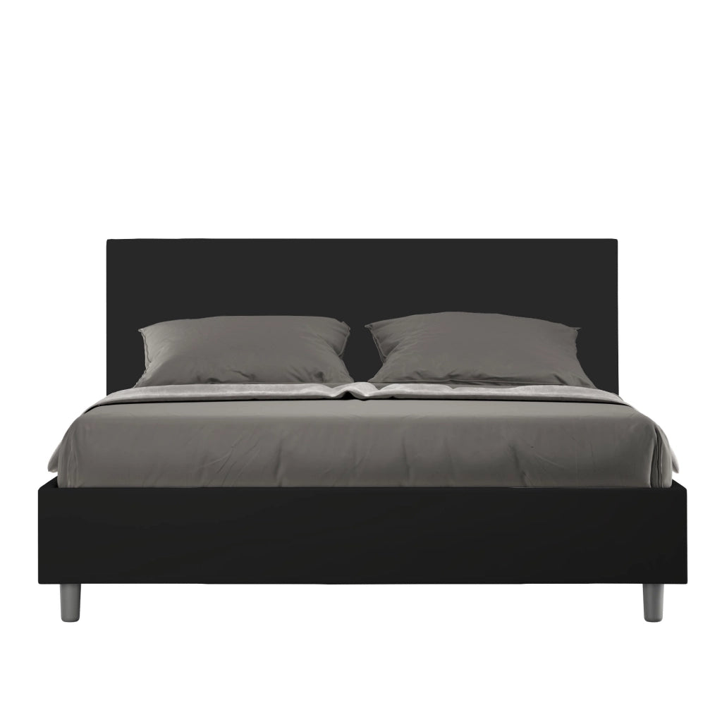 BS COM Letto matrimoniale senza rete imbottito 160x190 similpelle nero