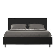 BS COM Letto matrimoniale senza rete imbottito 160x190 similpelle nero