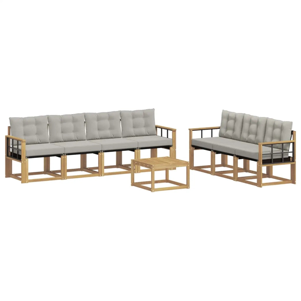 Set di divani da esterno 8 pz Bianco e Grigio Chiaro 3389289