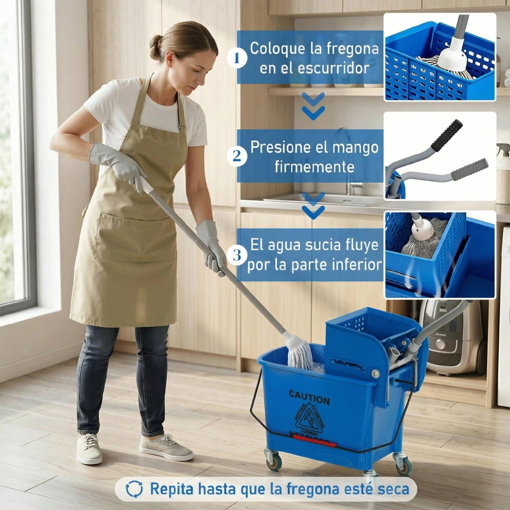 Secchio con scolapanni e pannello separatore ¨C Minimal ¨C 45x26,5x70 cm Blu