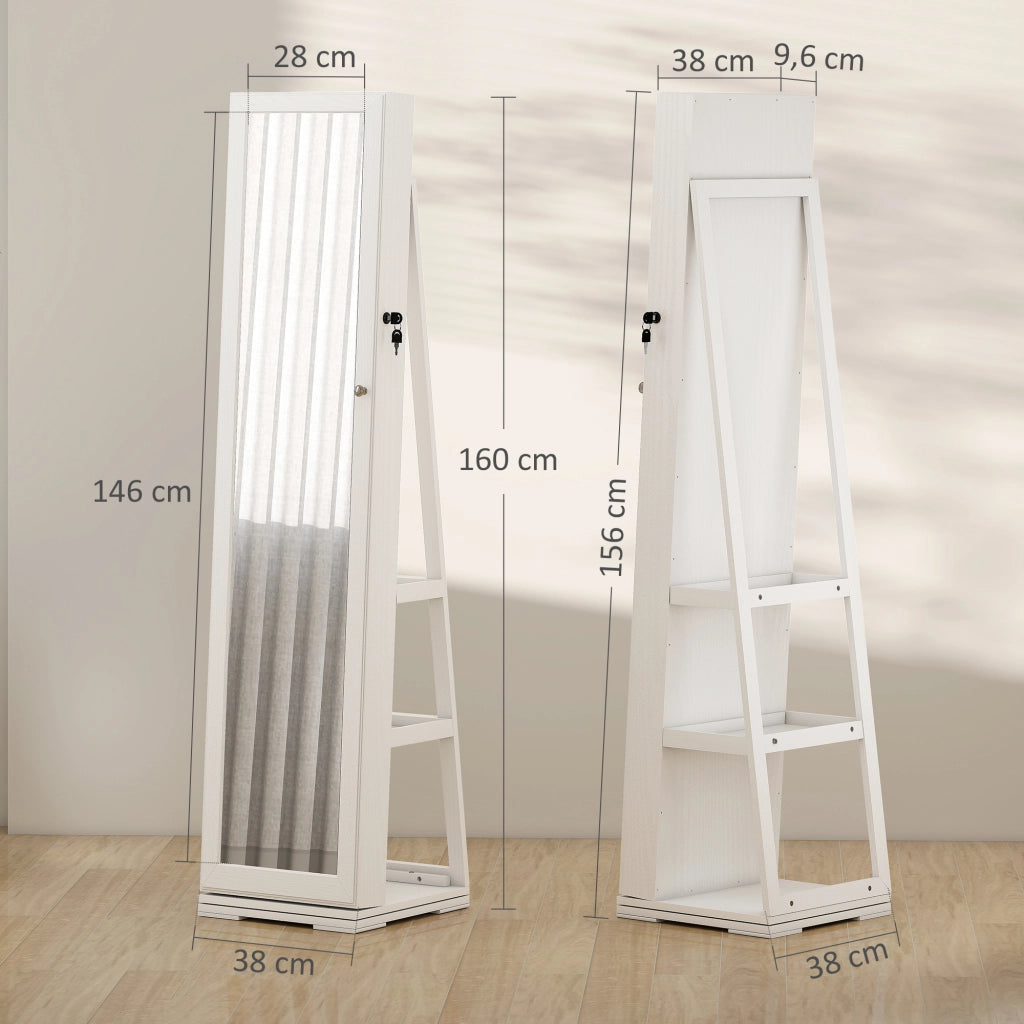 Armadio per gioielli con specchio ¨C Minimal ¨C in legno bianco