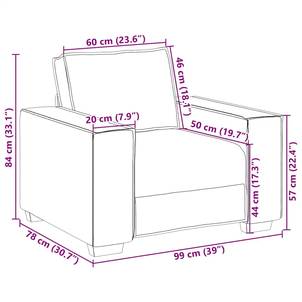 Divano-Sofa-Divanetto Crema 99 x 78 x 84 cm Tessuto