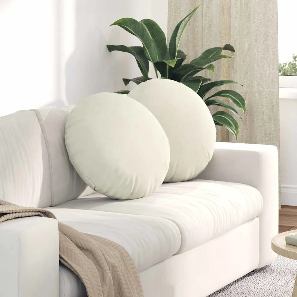 Cuscini per Seduta 2 pcs Crema Ø50 x 19 cm Velluto 42014183