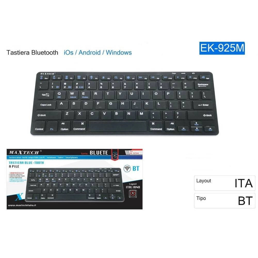 Trade Shop - Tastiera Bluetooth Keyboard Per Pc Tablet Android Windows Layout Italiano Ek925m -