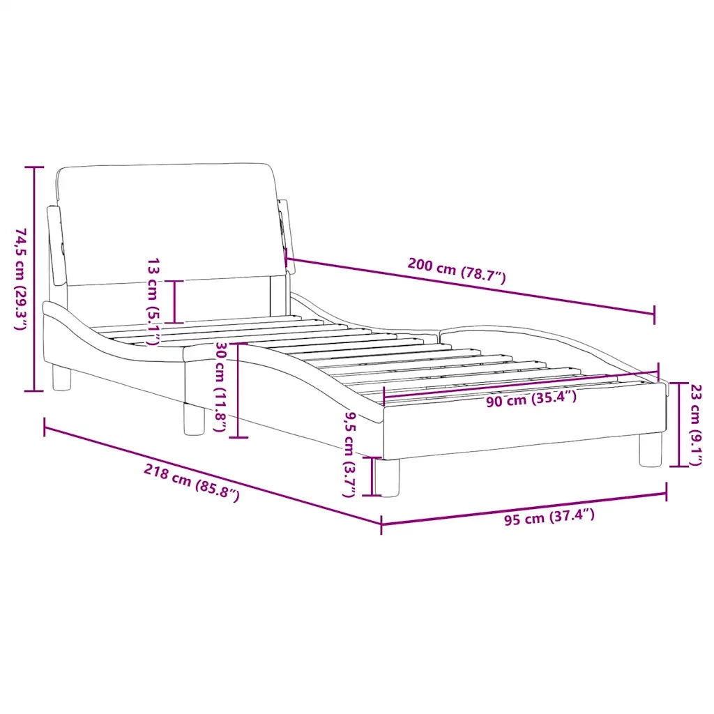 Giroletto-Struttura Letto Dover Bianco 90x200 cm in Similpelle