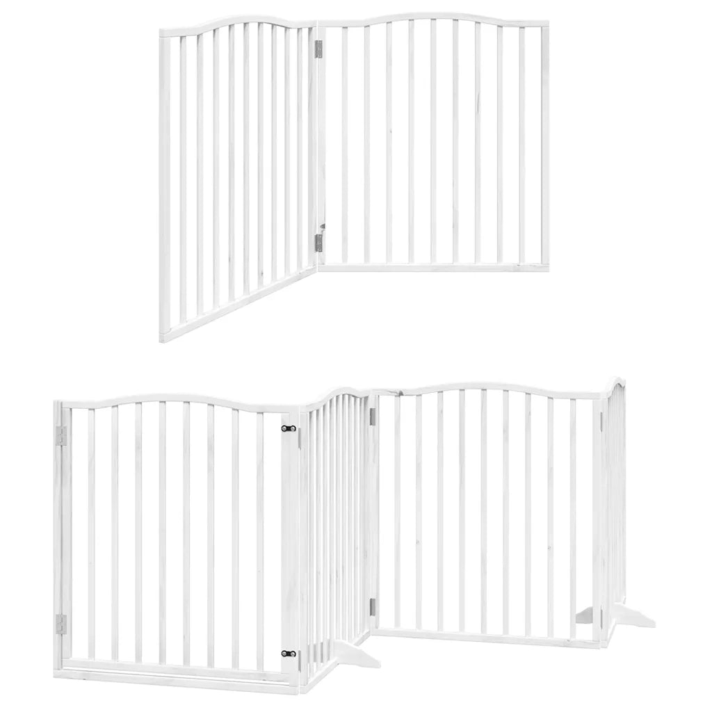 Cancello Cani Porta Pieghevole Bianco 12 Pannelli 640 cm Pioppo 3155622