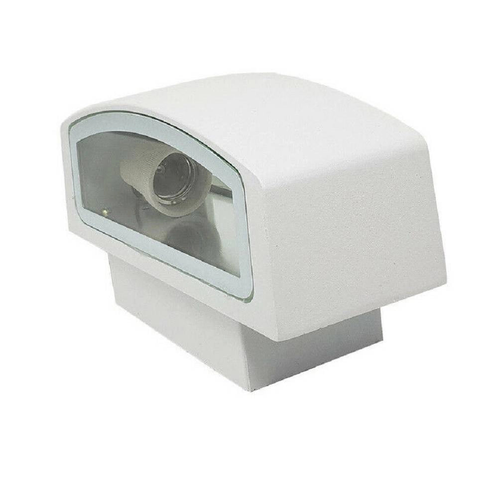 Trade Shop - Applique Esterno 2 Vie E27 Max 60 Lampada Faretto Da Parete Luce Plafoniera 910 - Bianco