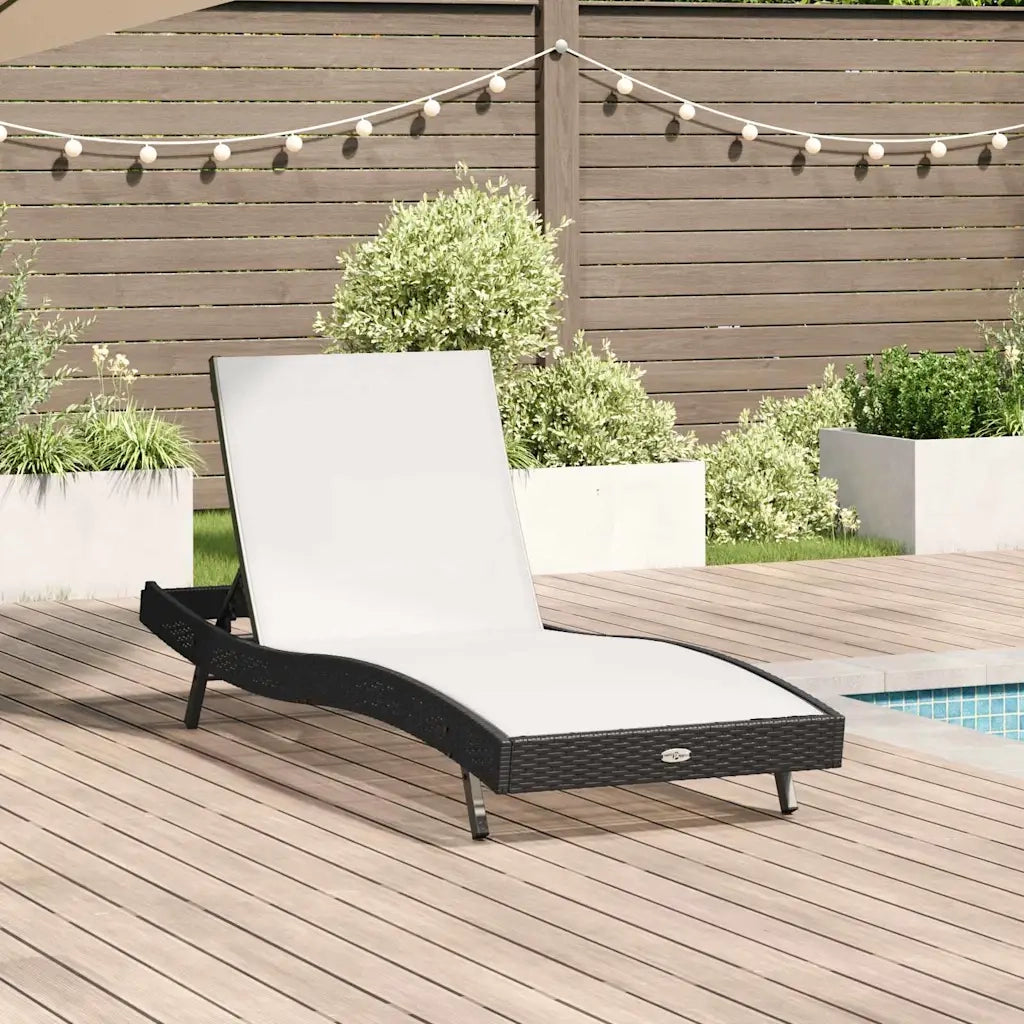 Lettino da sole Nero e Bianco 197 x 70 x 82 cm polyrattan 42009978