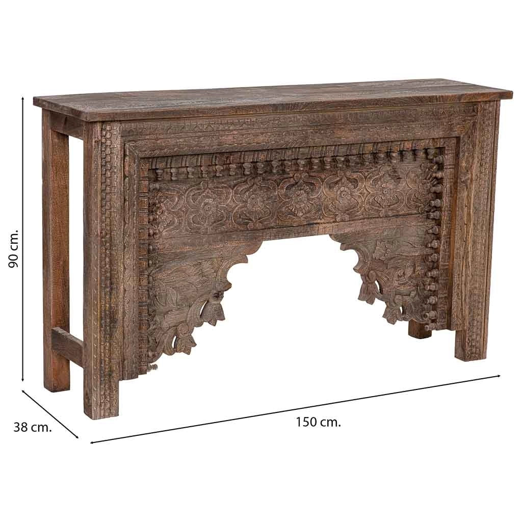 Mobile da ingresso legno marrone artigianale 150x38x90 cm