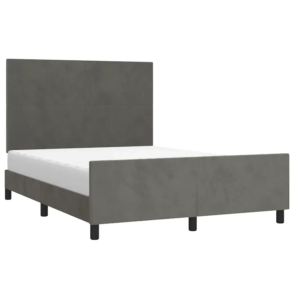 Letto matrimoniale | Letto per adulti | Giroletto senza Materasso Grigio Scuro 140x200 cm Velluto