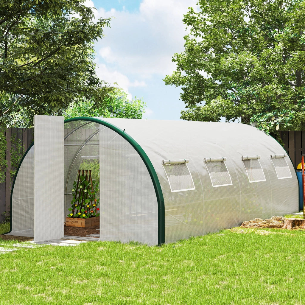 Serra da Giardino ¨C Minimal ¨C Bianco e Verde, 6x3 m, PE, Poliestere, Acciaio Zincato