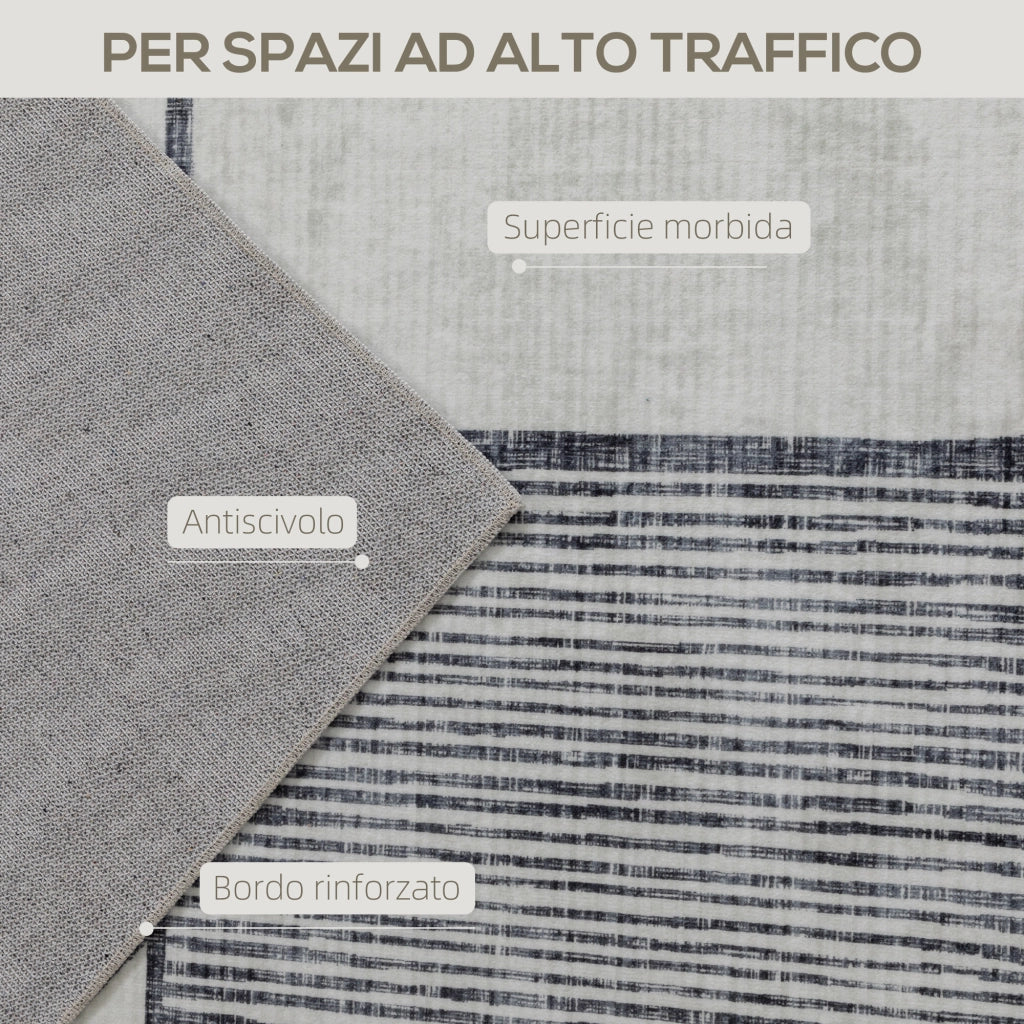 Tappeto Moderno Antiscivolo a Linee Geometriche, in Poliestere Multicolore, 230x160x0.7 cm