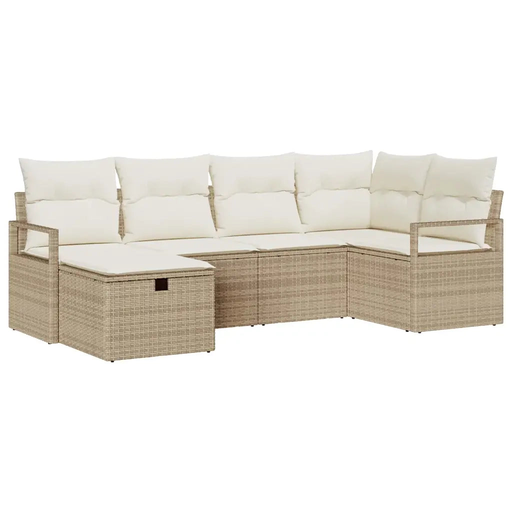 Set di divani con cuscino 6 pcs Beige e Crema polyrattan 3359180