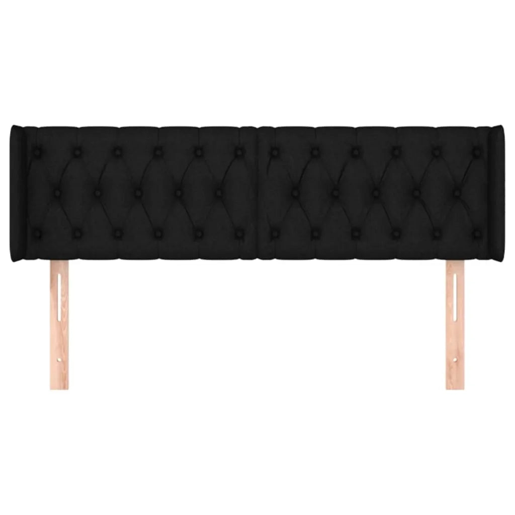 Testiera ad Orecchio-Testata con Orecchie Nera 163x16x78/88 cm in Tessuto 917088