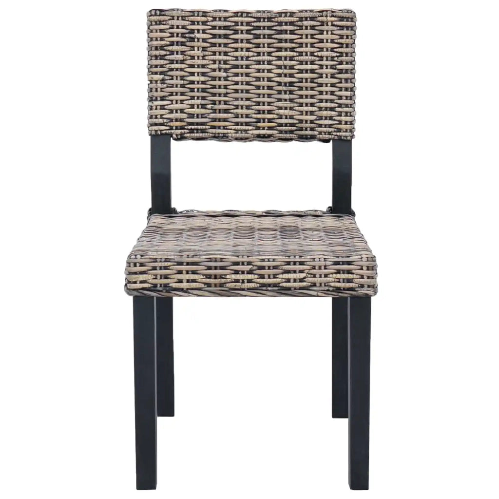 Sedia da pranzo 2 pcs Nero Lavato 46 x 55 x 84 cm Rattan Kubu 42012425