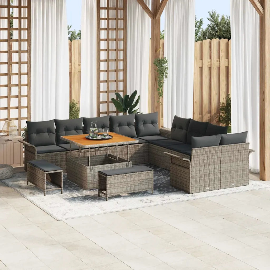 Set Divano da Giardino con cuscino con cuscino 13 pcs Grigio