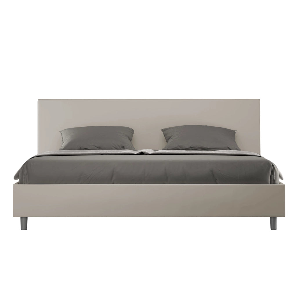BS COM Letto con rete imbottito 180x200 similpelle tortora