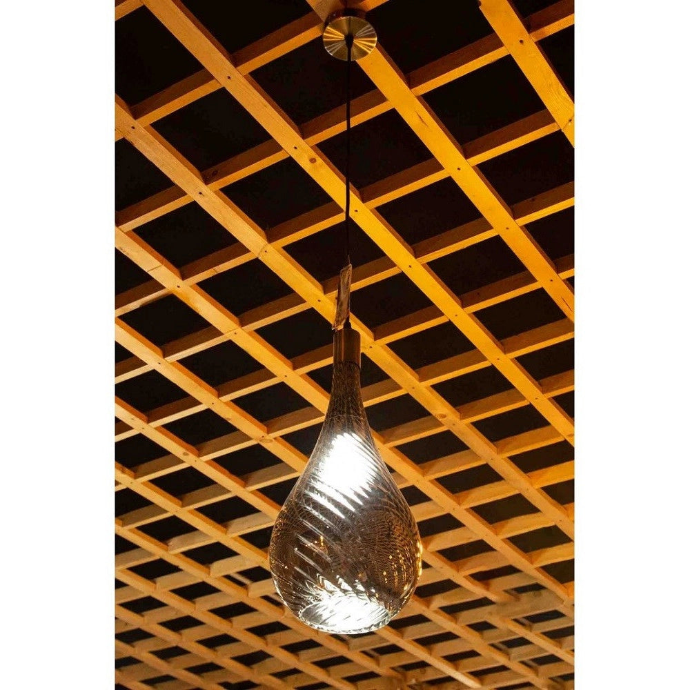 Trade Shop - Lampada Da Soffitto A Sospensione Attacco E27 In Vetro Fumé Oro O Argento A36-07 - Argento