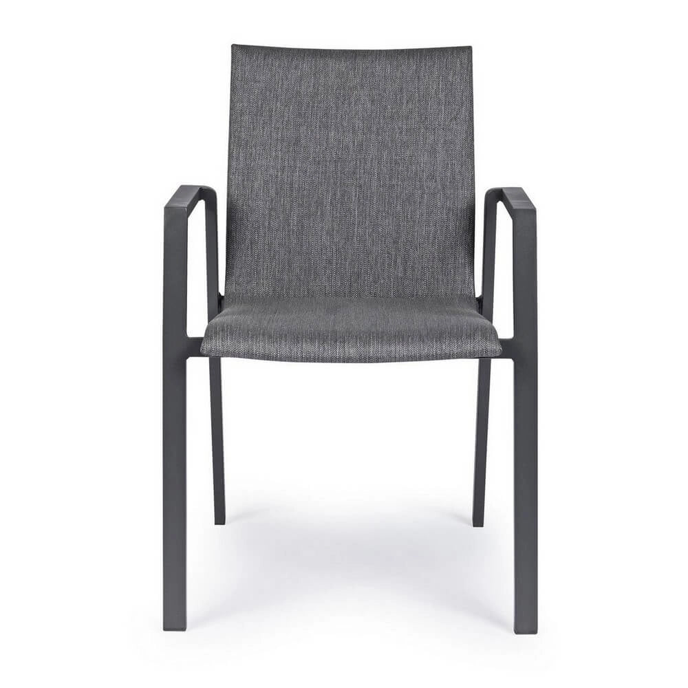 Set di 4 Sedia da Esterno con Braccioli in Alluminio e Tessuto - CLASSICAL