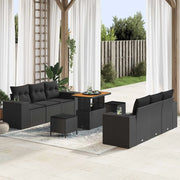 Set Divano da Giardino 9 pcs Nero Rattan in Polipropilene